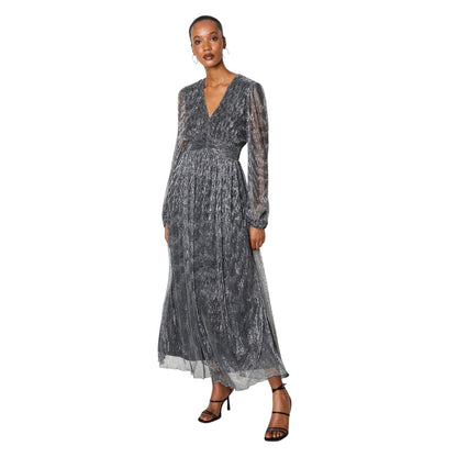 Silver - Front - Principles Womens-Ladies Plisse Pleated Midi Dress