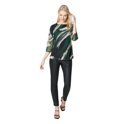 Green - Side - Principles Womens-Ladies Abstract Mesh Over Layer Top
