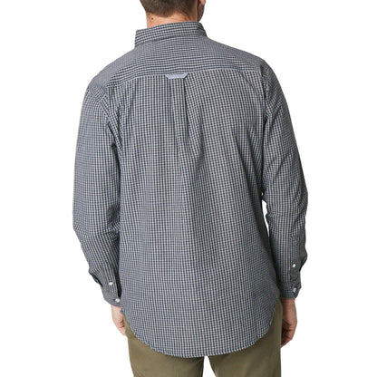 Navy - Back - Maine Mens Mini Grid Check Long-Sleeved Shirt