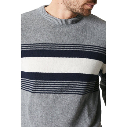 Light Grey - Side - Maine Mens Premium Chest Stripe Jumper