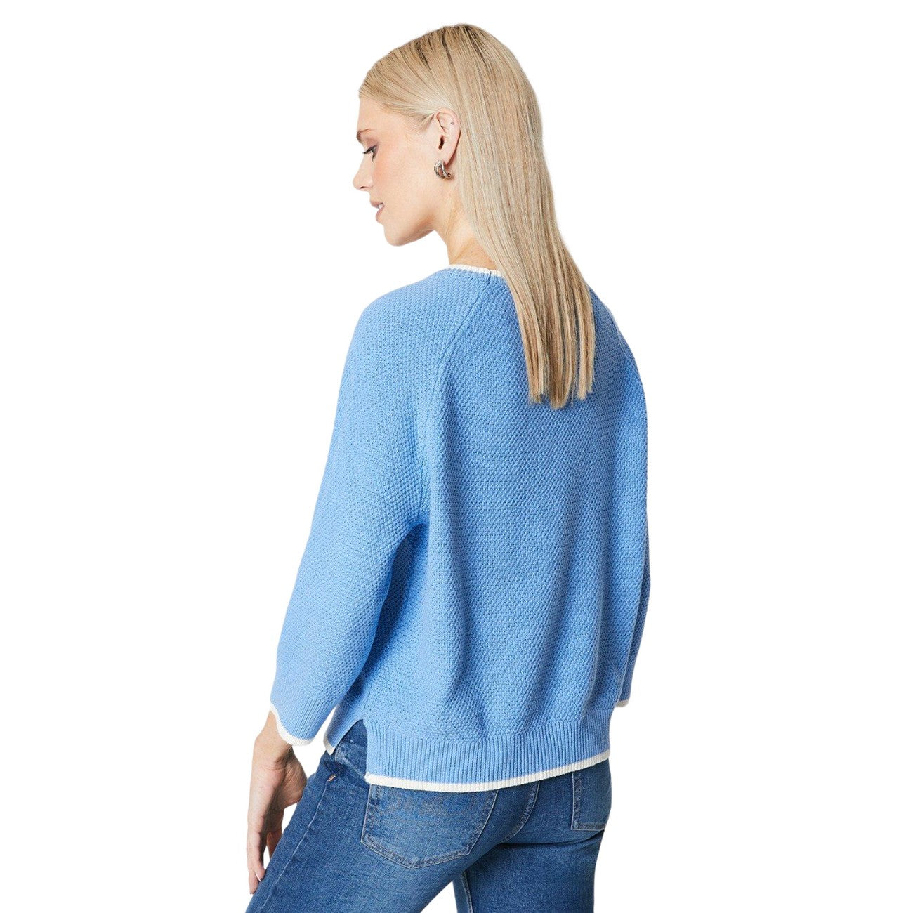 Grey Blue - Back - Principles Womens-Ladies Boxy 3-4 Sleeve Jumper