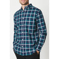 Navy-Green - Front - Maine Mens Checked Cotton Shirt