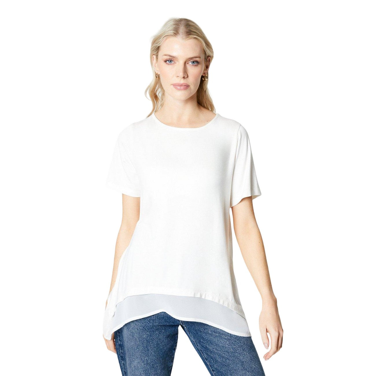 Ivory - Front - Principles Womens-Ladies Jersey Over Layer Top
