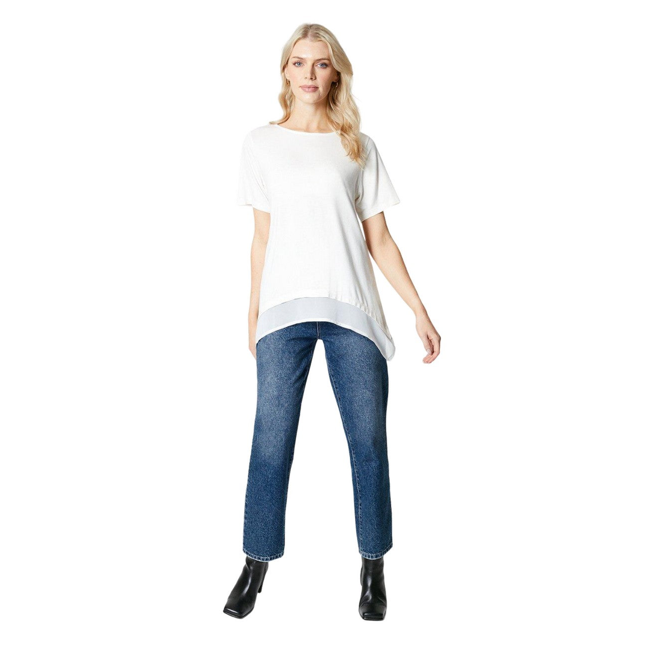 Ivory - Side - Principles Womens-Ladies Jersey Over Layer Top