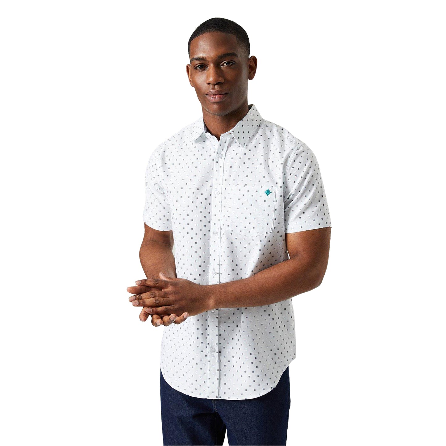 White - Front - Maine Mens Dash Print Shirt