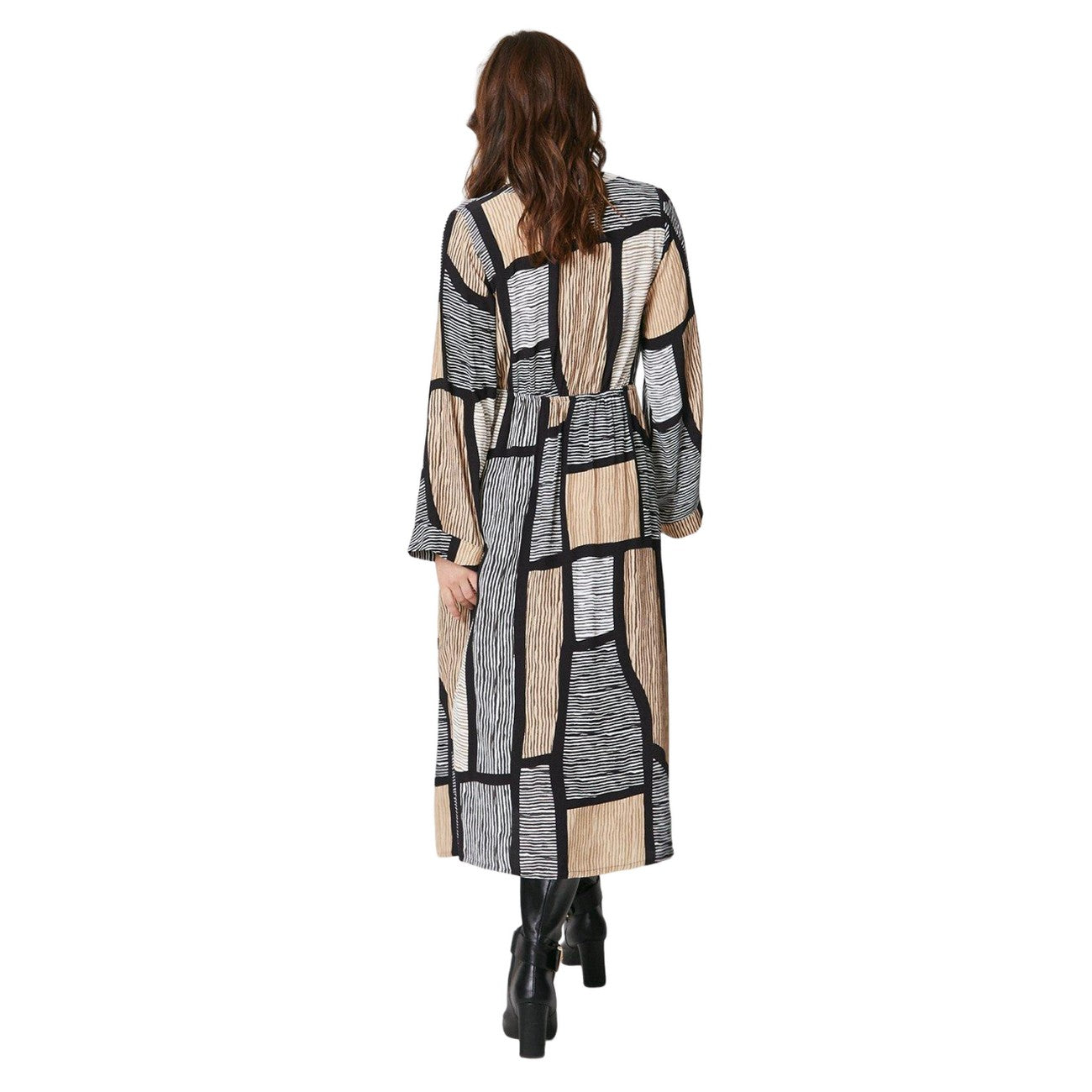 Neutral - Back - Principles Womens-Ladies Abstract Front Tie Midi Dress