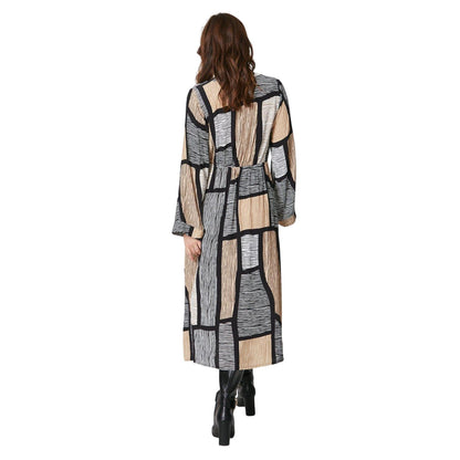 Neutral - Back - Principles Womens-Ladies Abstract Front Tie Midi Dress