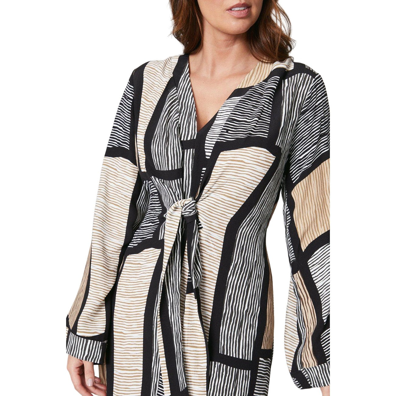 Neutral - Side - Principles Womens-Ladies Abstract Front Tie Midi Dress