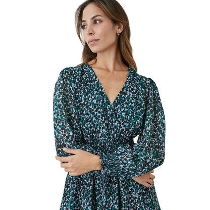 Green - Side - Principles Womens-Ladies Spotted Shirred Waist Midi Dress