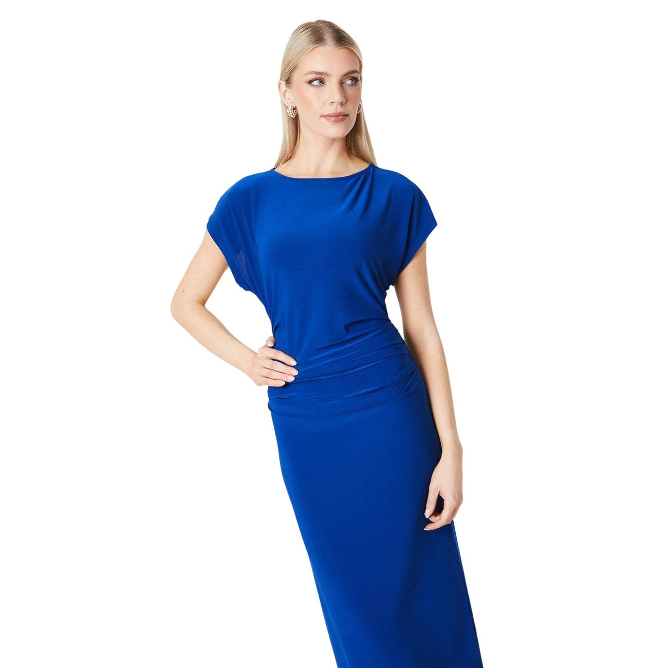 Cobalt - Side - Principles Womens-Ladies Jersey Ruched Side Midi Dress