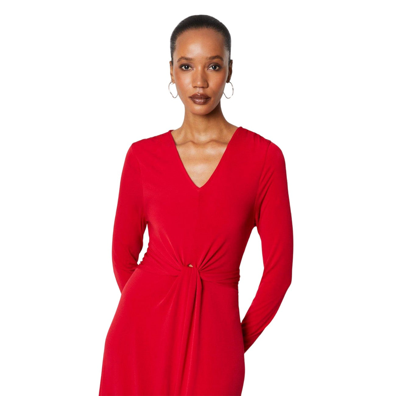 Red - Side - Principles Womens-Ladies Jersey Front Tie Midi Dress