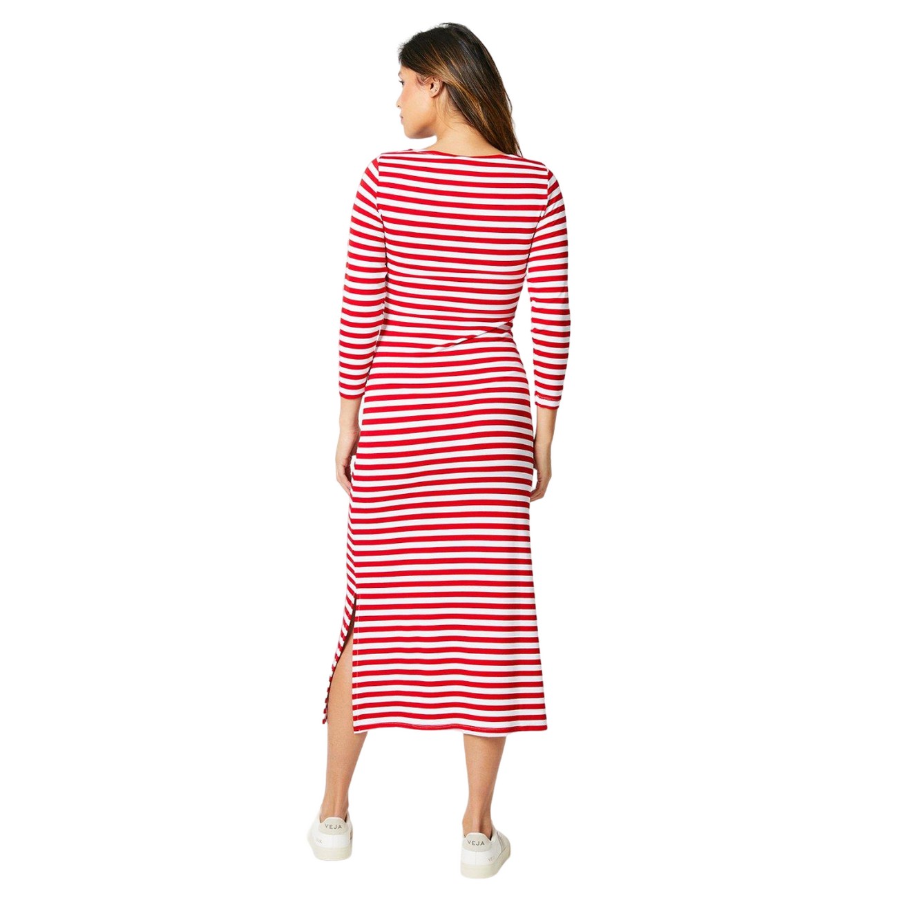 Red - Back - Principles Womens-Ladies Striped Jersey Midi Dress