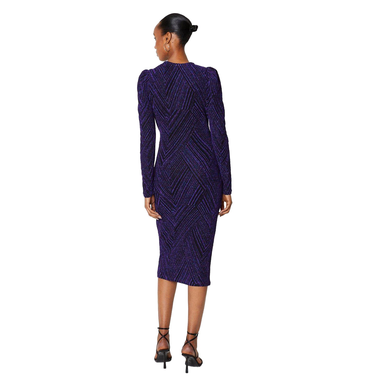 Blue - Back - Principles Womens-Ladies Brillo Abstract Midi Dress