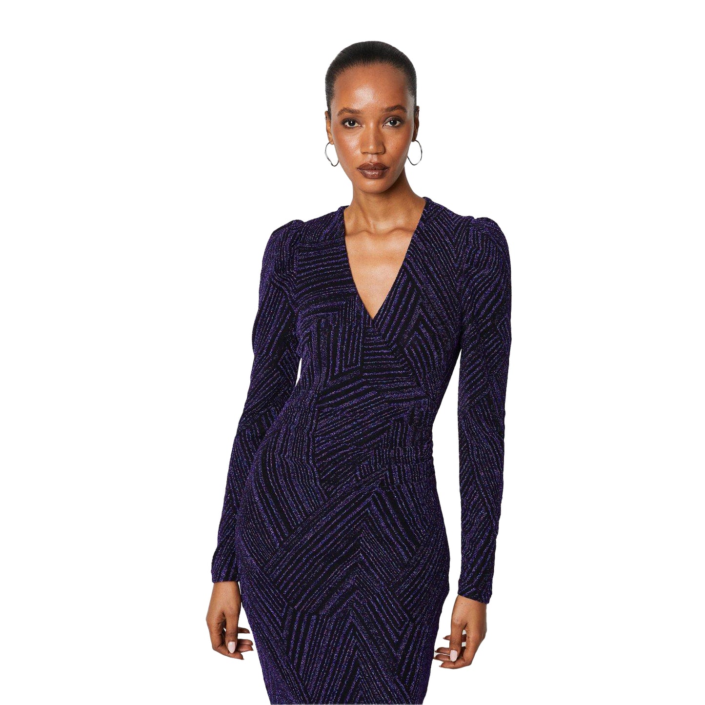 Blue - Side - Principles Womens-Ladies Brillo Abstract Midi Dress