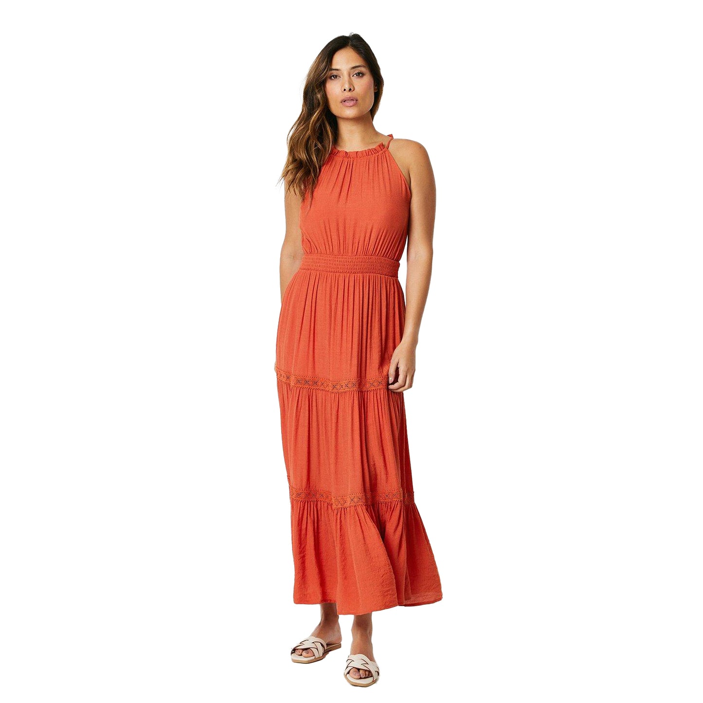 Orange - Front - Principles Womens-Ladies Shirred Waist Maxi Dress