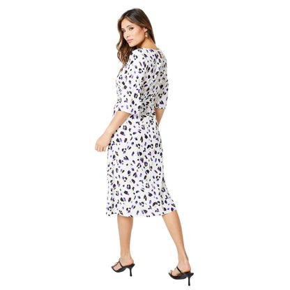 Ivory - Back - Principles Womens-Ladies Animal Print Belt Midi Dress