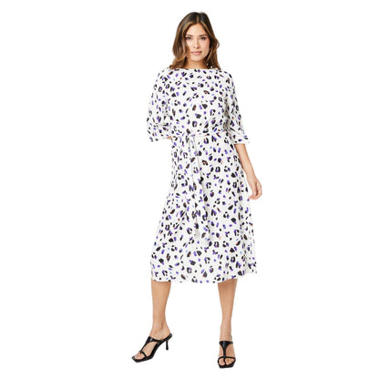 Ivory - Front - Principles Womens-Ladies Animal Print Belt Midi Dress