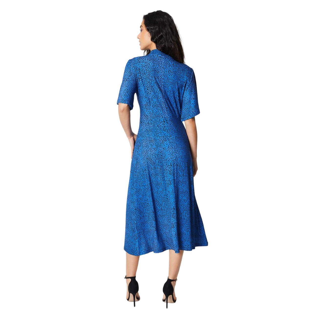 Cobalt - Back - Principles Womens-Ladies Animal Print Jersey Tie Neck Midi Dress