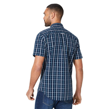 Navy - Back - Maine Mens Classic Overcheck Short-Sleeved Shirt