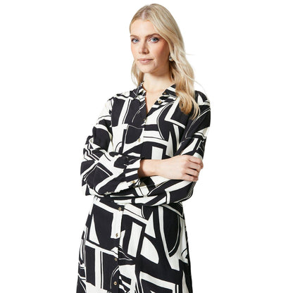 Monochrome - Side - Principles Womens-Ladies Geometric Belt Midi Dress