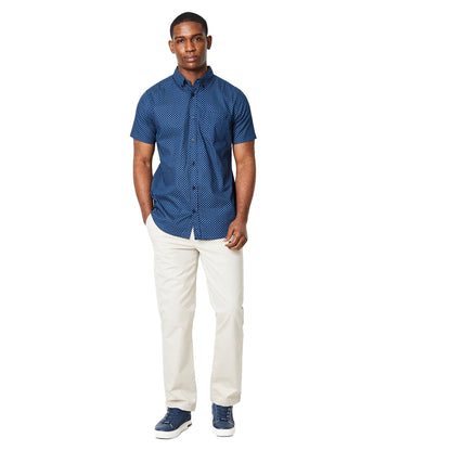 Dark Blue - Lifestyle - Maine Mens Dotted Short-Sleeved Shirt
