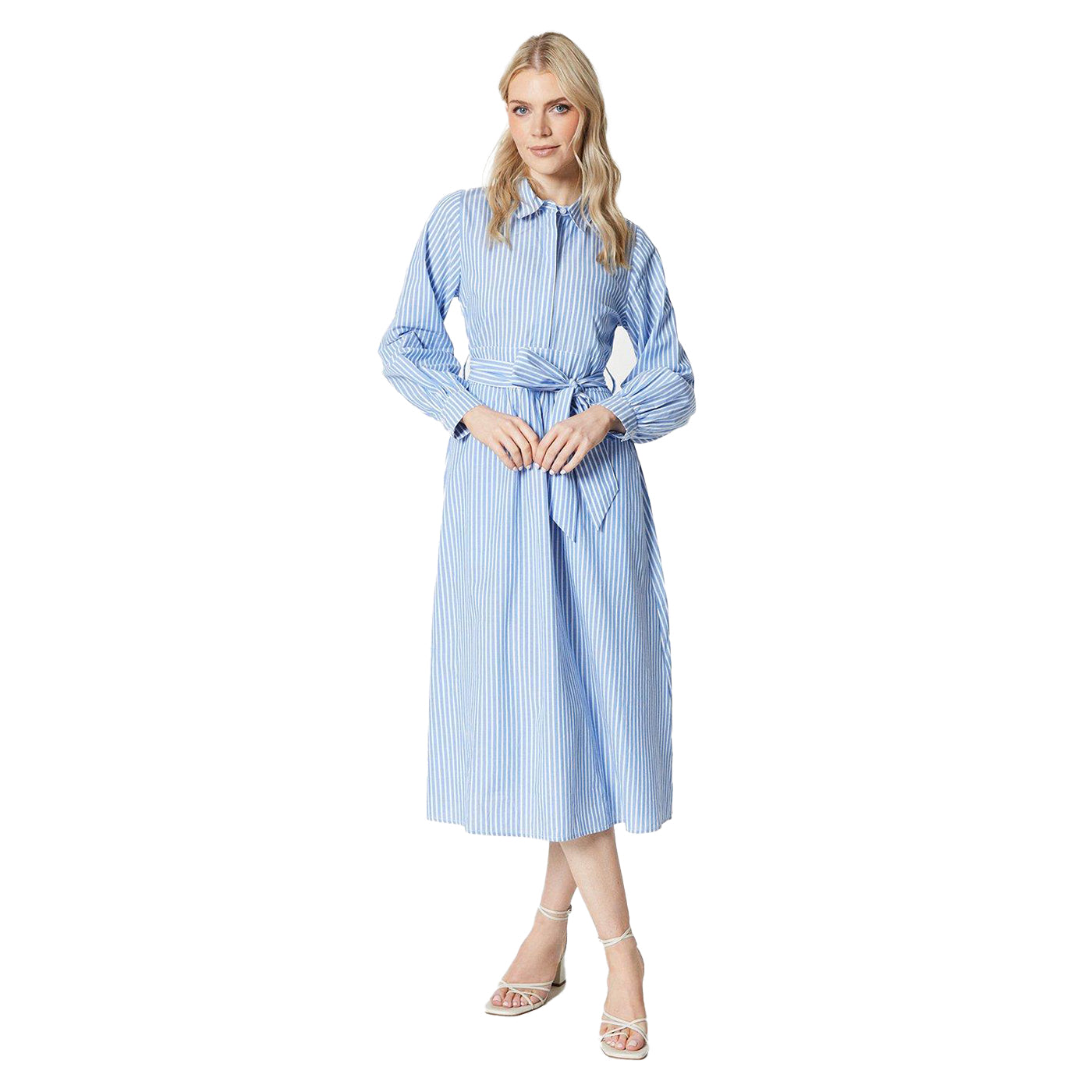 Dark Navy - Front - Principles Womens-Ladies Striped Midi Shirt Dress