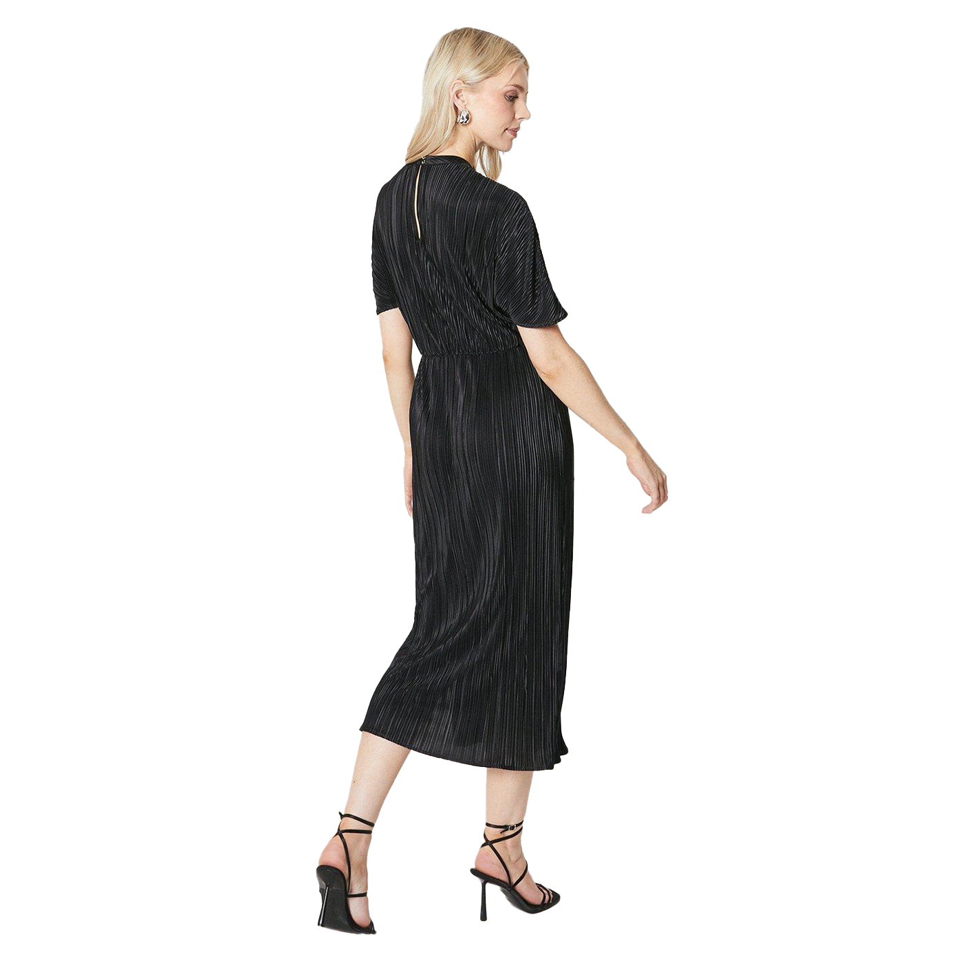 Black - Back - Principles Womens-Ladies Pleated Batwing Sleeve Midi Dress