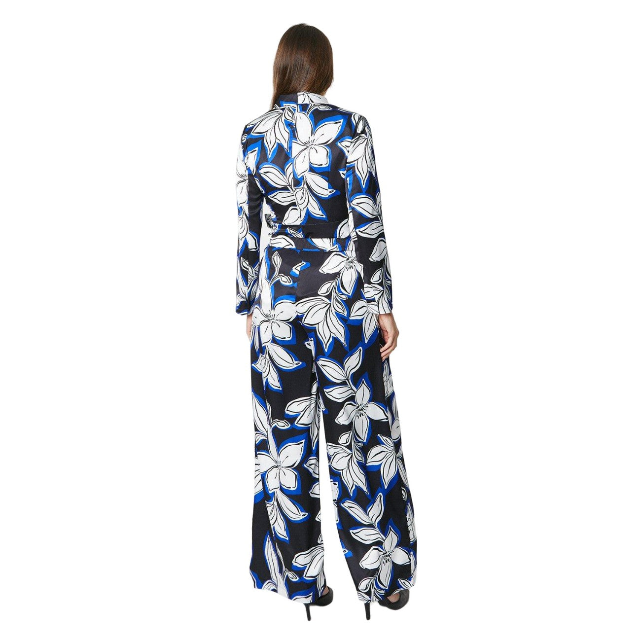 Blue - Back - Principles Womens-Ladies Floral Wide Leg Trousers