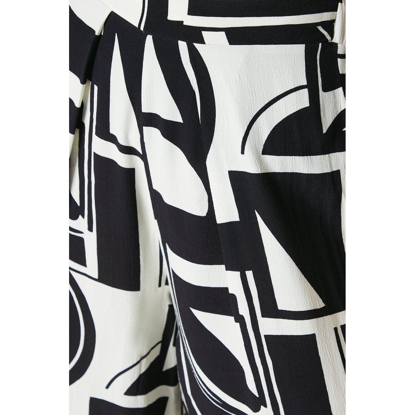 White-Black - Side - Principles Womens-Ladies Geometric Wide Leg Trousers