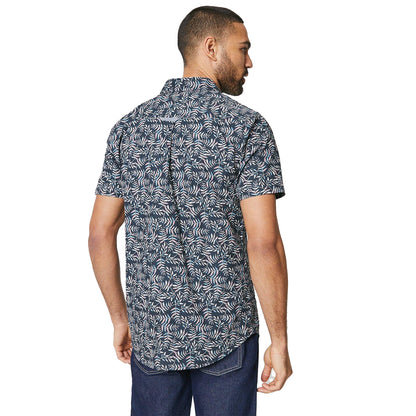 Navy - Back - Maine Mens Willow Print Short-Sleeved Shirt