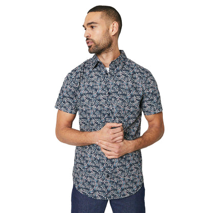 Navy - Front - Maine Mens Willow Print Short-Sleeved Shirt