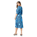Blue - Back - Principles Womens-Ladies Geometric Belt Midi Dress