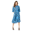 Blue - Front - Principles Womens-Ladies Geometric Belt Midi Dress