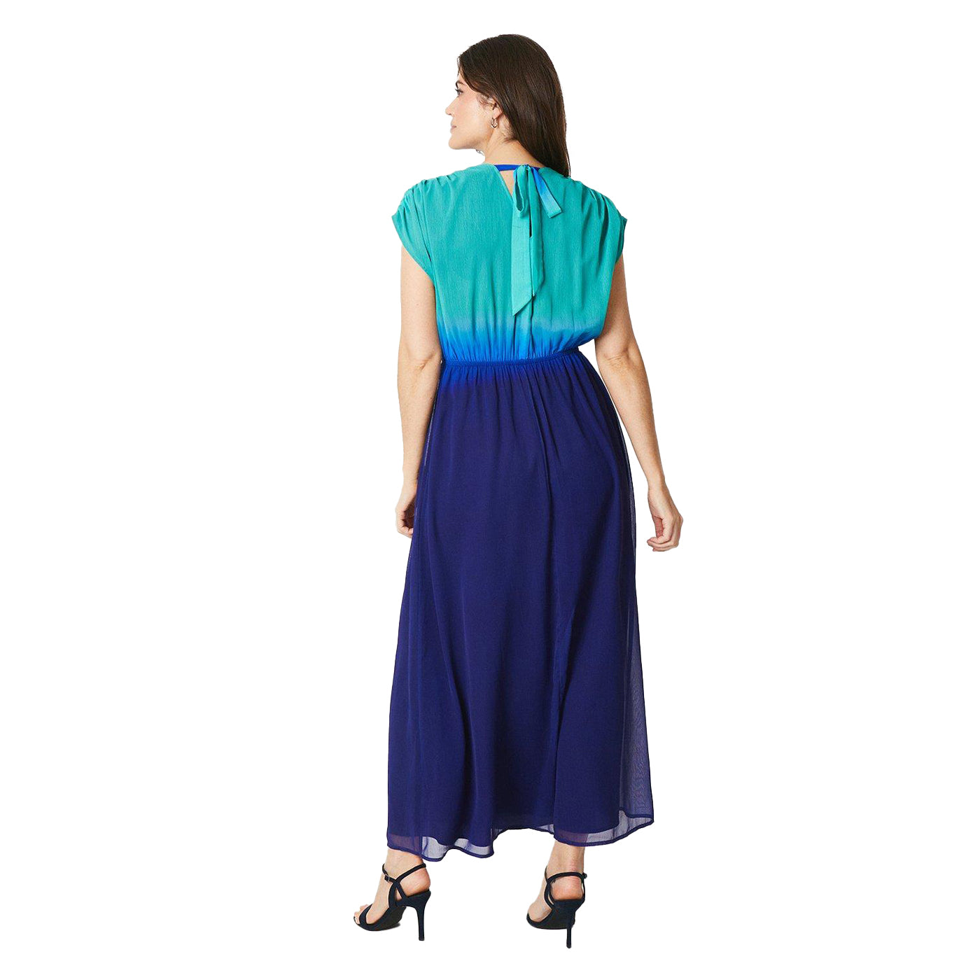 Aqua - Back - Principles Womens-Ladies Ombre Chiffon Maxi Dress