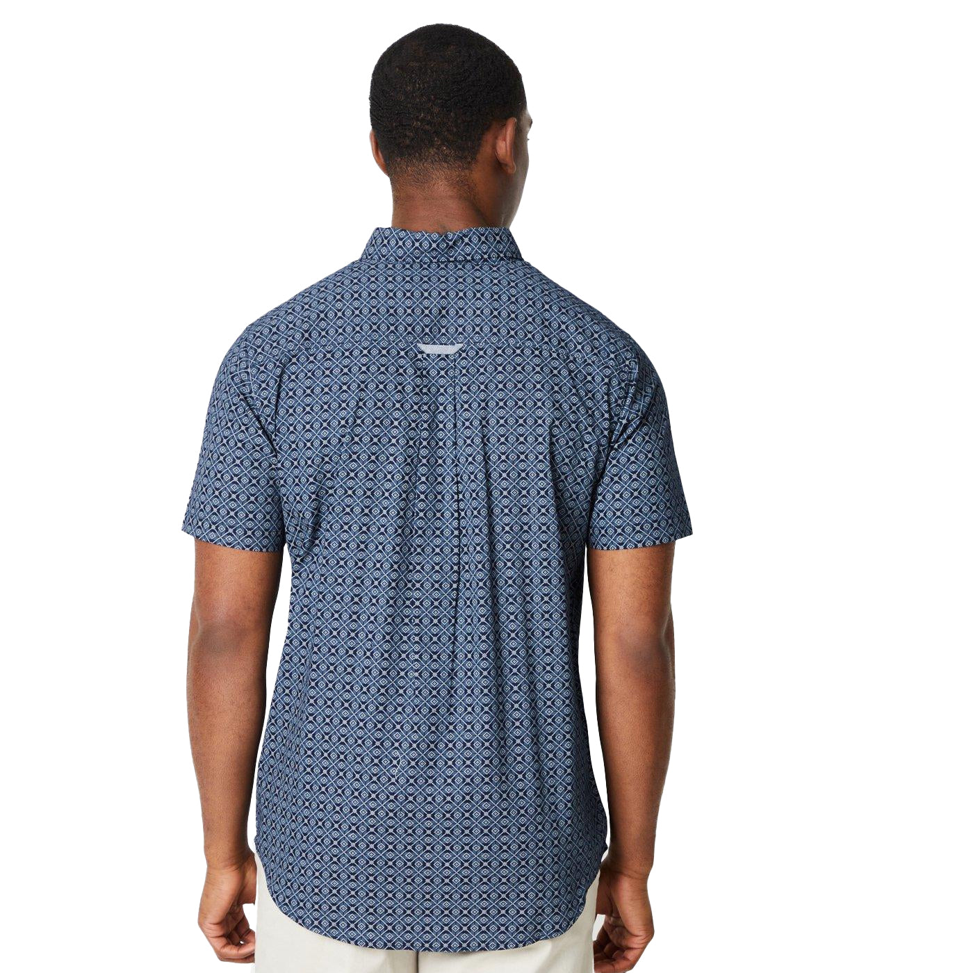 Dark Blue - Back - Maine Mens Tile Print Short-Sleeved Shirt