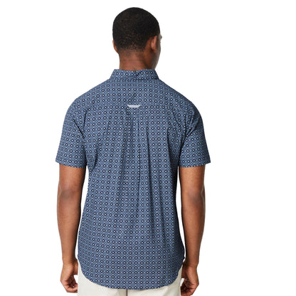 Dark Blue - Back - Maine Mens Tile Print Short-Sleeved Shirt
