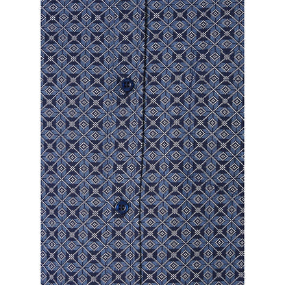 Dark Blue - Side - Maine Mens Tile Print Short-Sleeved Shirt