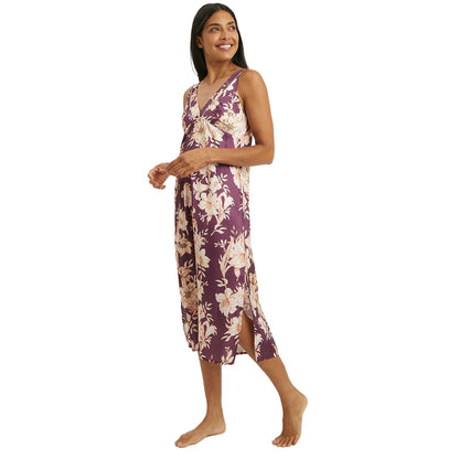 Plum - Front - Debenhams Womens-Ladies Lily Bloom V Neck Nightie