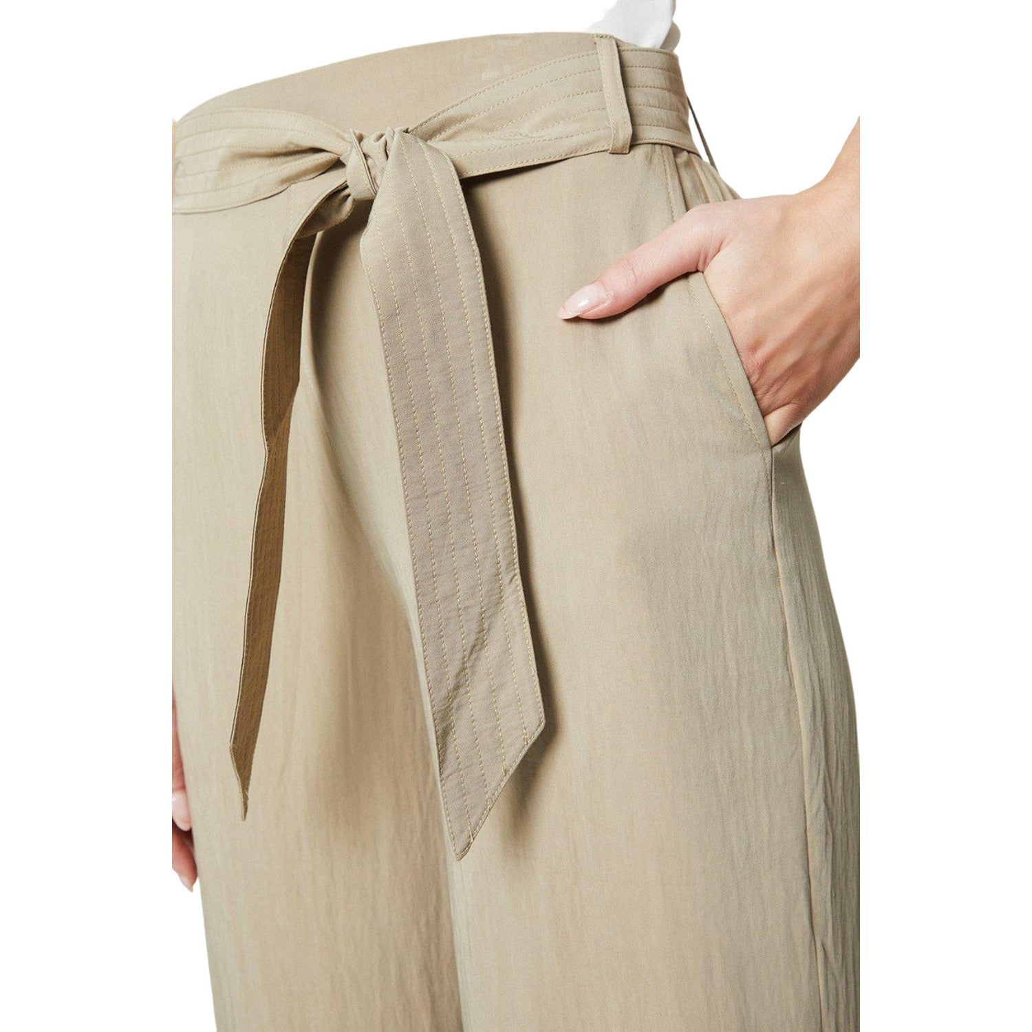 Stone - Side - Principles Womens-Ladies Stitched Belt Wide Leg Trousers