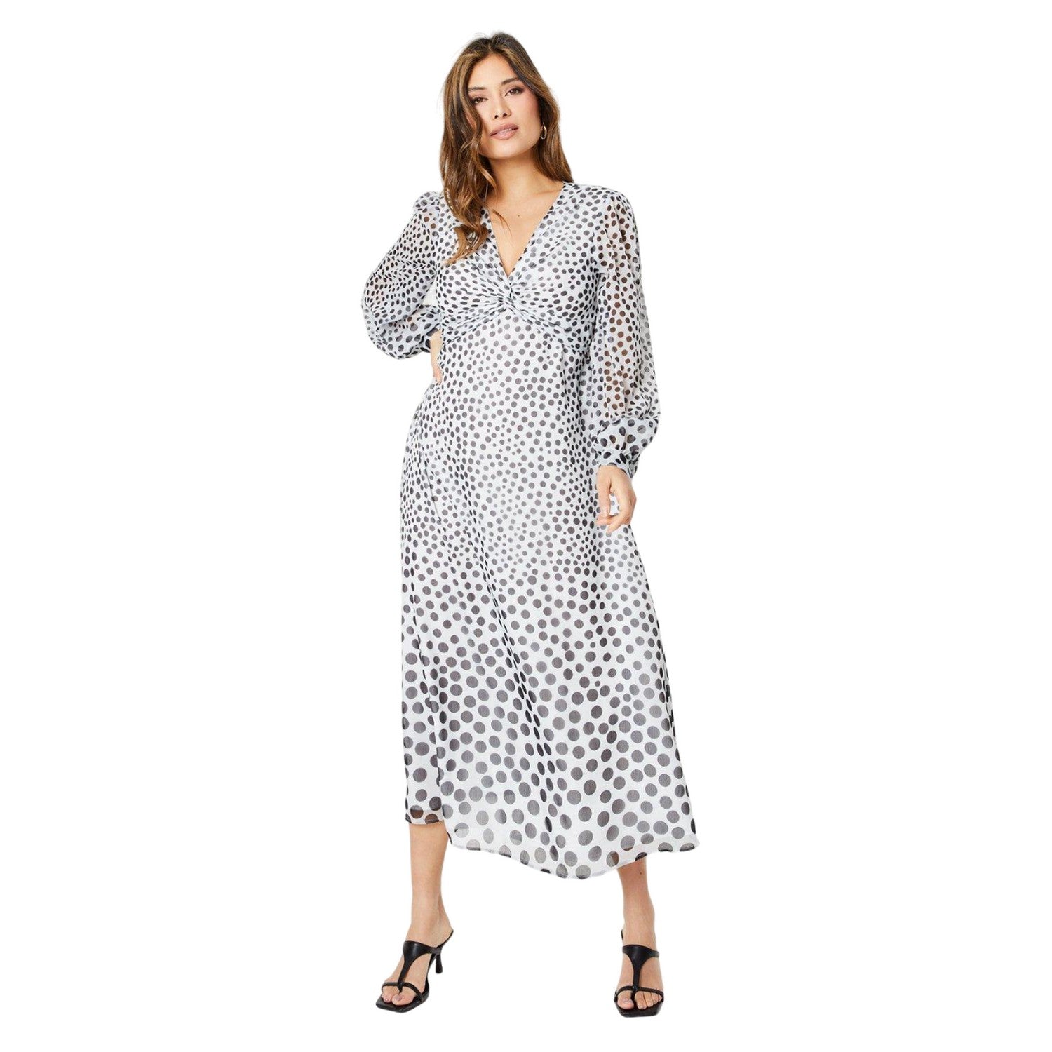 Monochrome - Front - Principles Womens-Ladies Spotted Twisted Maxi Dress