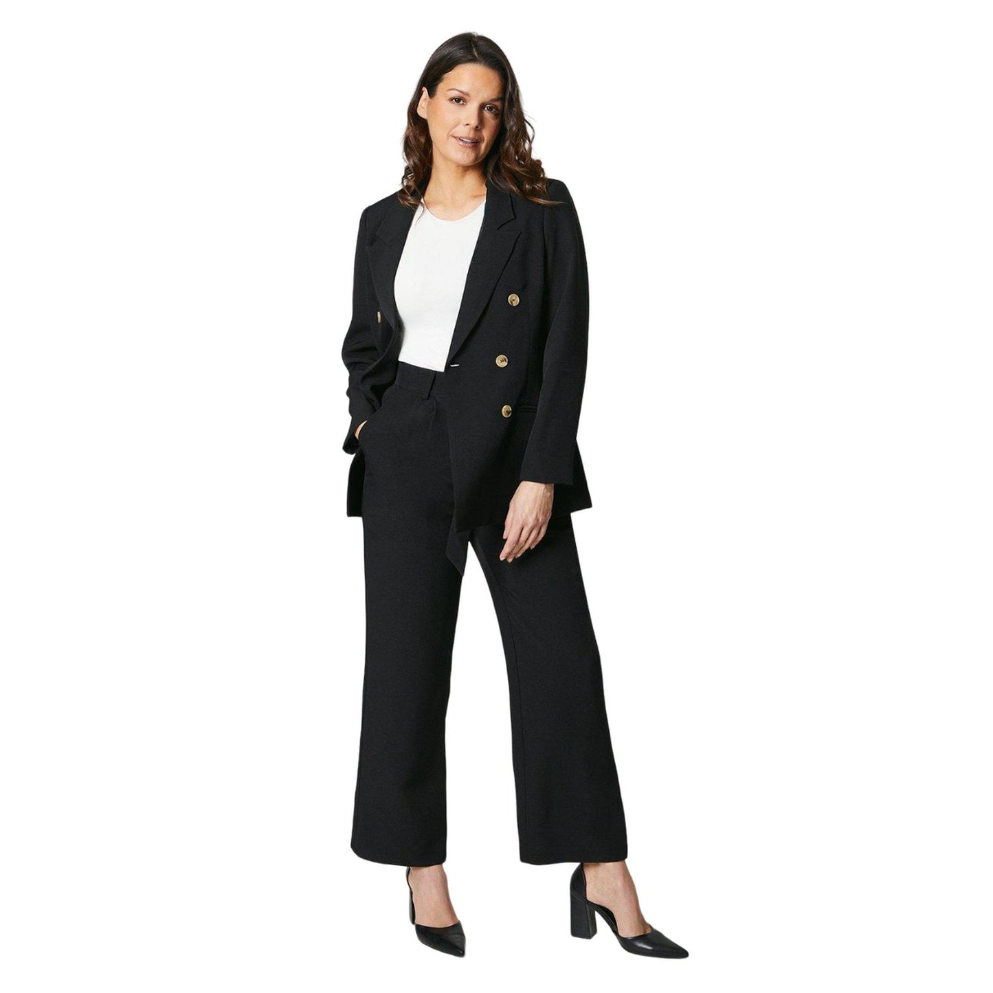 Black - Lifestyle - Principles Womens-Ladies Belted Petite Wide Leg Trousers