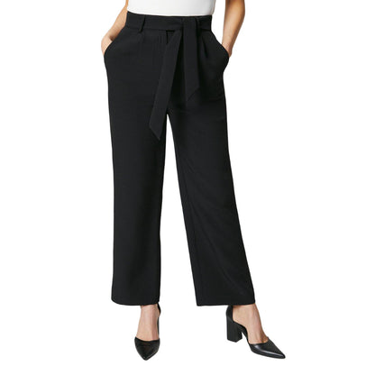 Black - Front - Principles Womens-Ladies Belted Petite Wide Leg Trousers