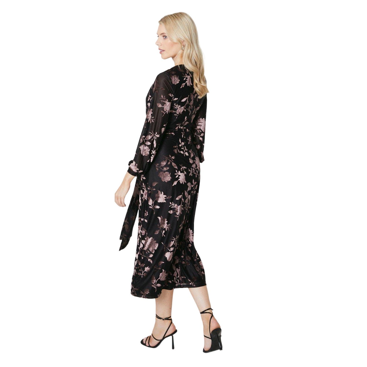 Black - Back - Principles Womens-Ladies Belted Devoré Wrap Maxi Dress