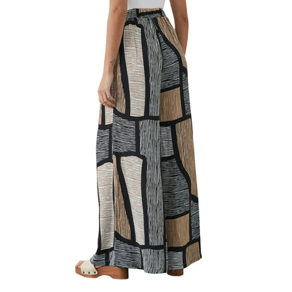 Neutral - Back - Principles Womens-Ladies Abstract Wide Leg Trousers