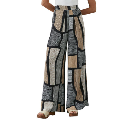Neutral - Front - Principles Womens-Ladies Abstract Wide Leg Trousers