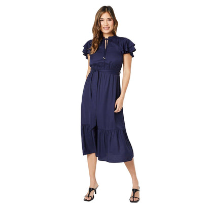 Navy - Front - Principles Womens-Ladies Flutter Midi Dress