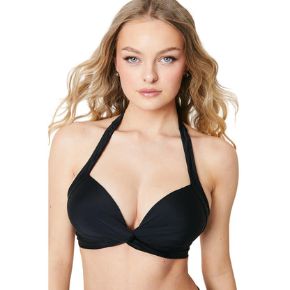 Black - Side - Gorgeous Womens-Ladies Padded Twisted Knot Front Bikini Top