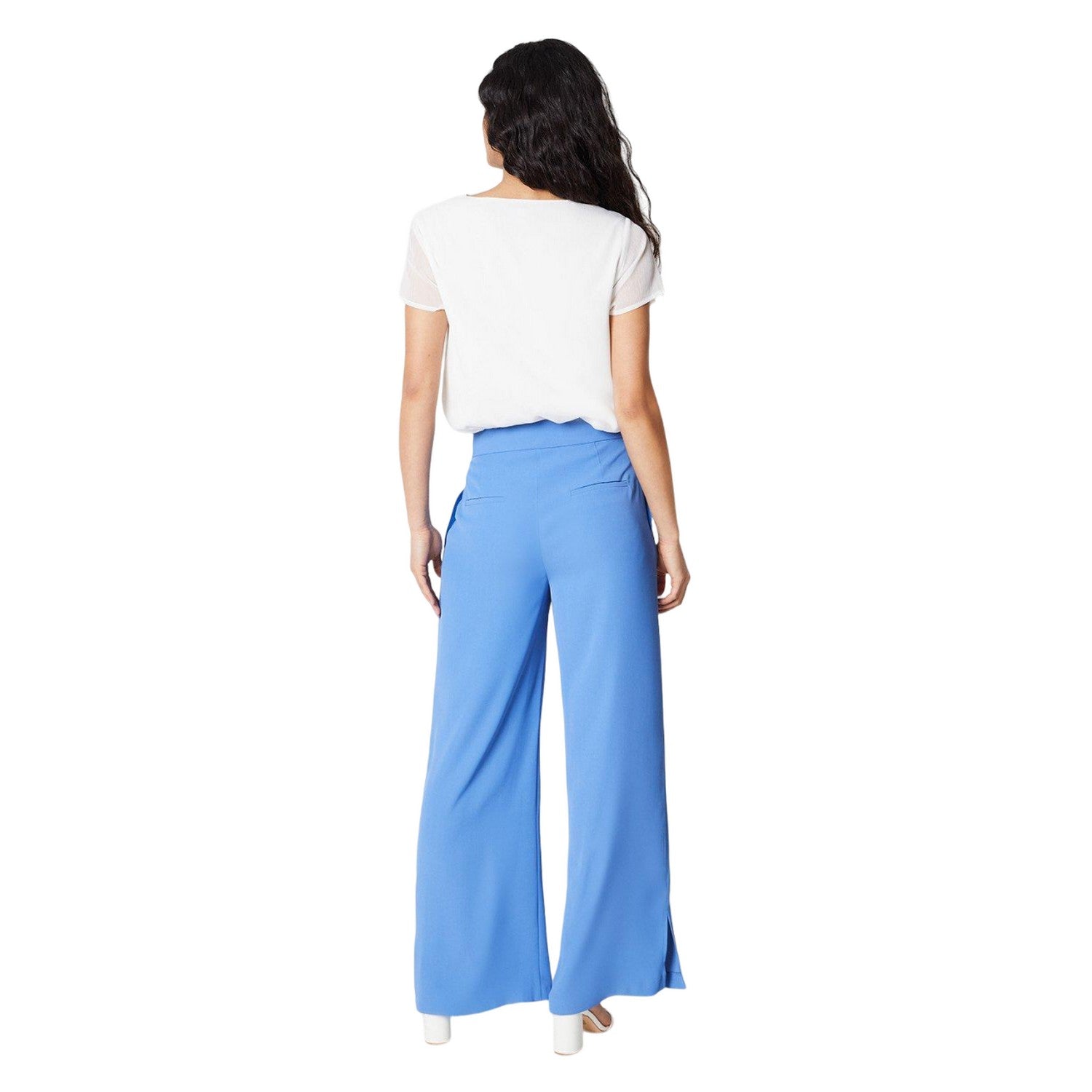Blue - Back - Principles Womens-Ladies Super Wide Leg Trousers