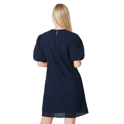 Navy - Back - Principles Womens-Ladies Broderie Petite Shirt Dress
