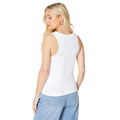 White - Back - Principles Womens-Ladies Cotton Petite Tank Top